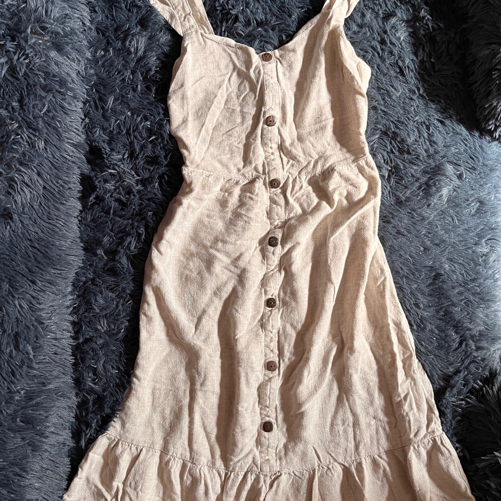 Monteau Cream Ruched Midi Sundress